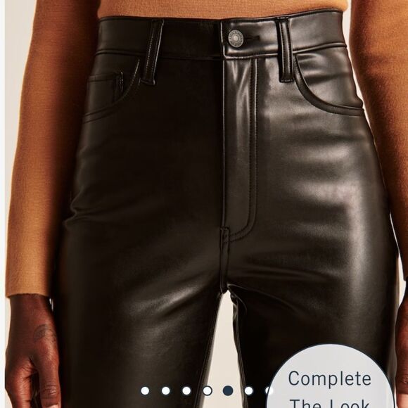 Abercrombie&Fitch Vegan Leather Ankle Straight Ultra High Rise Pant a black Nwt - Picture 5 of 10